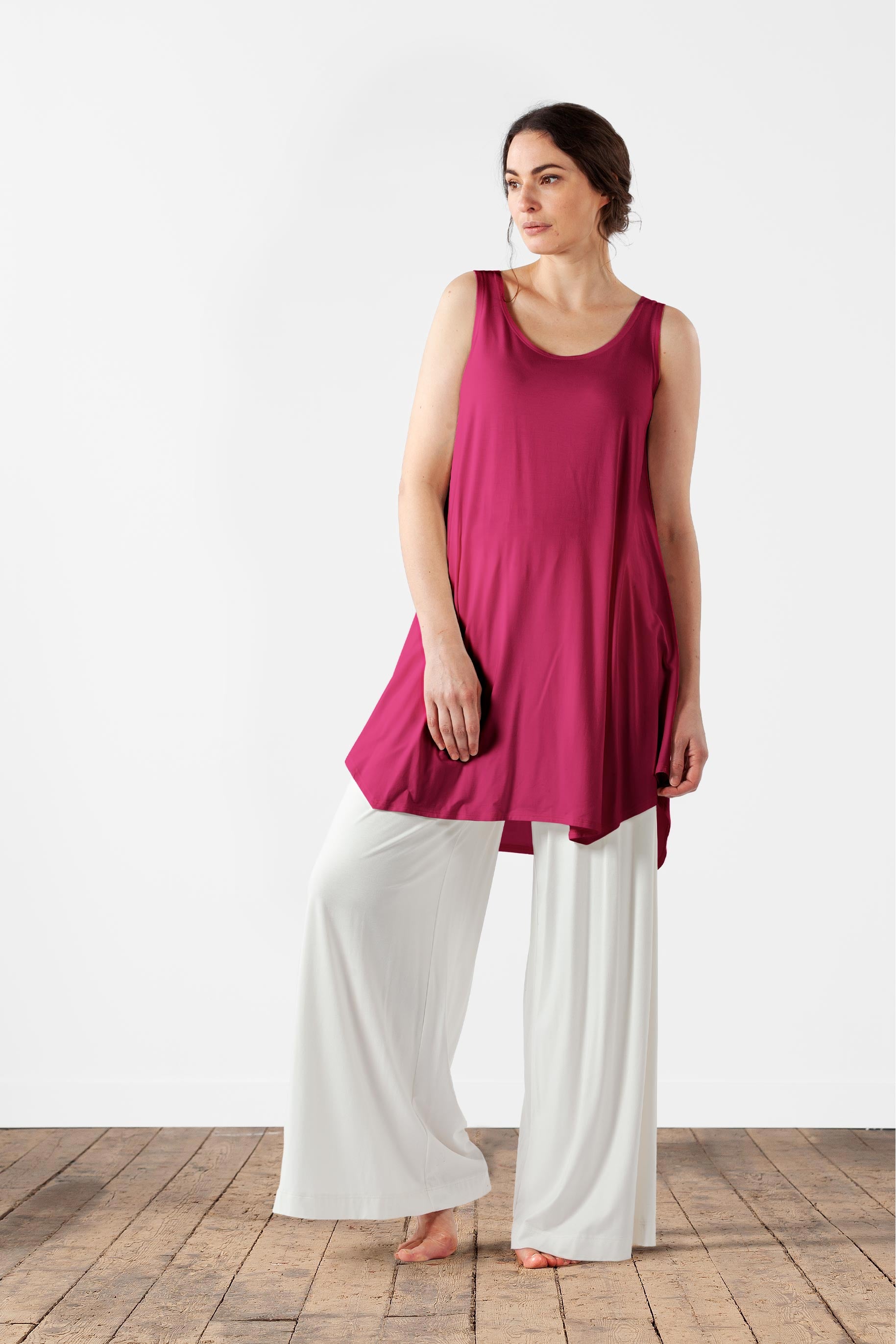 Sleeveless a-line viscose tunic