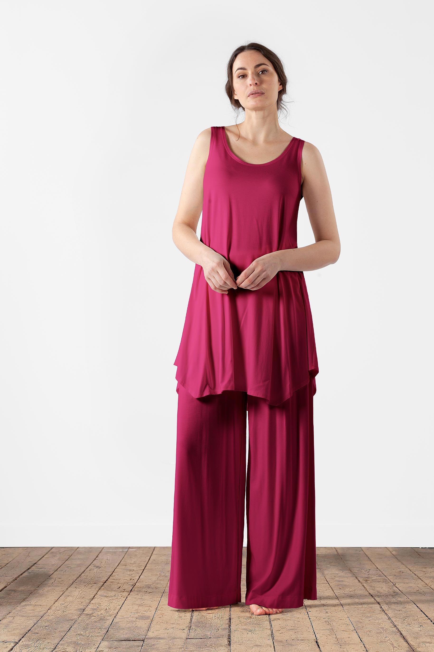 Wide straight trousers in viscose