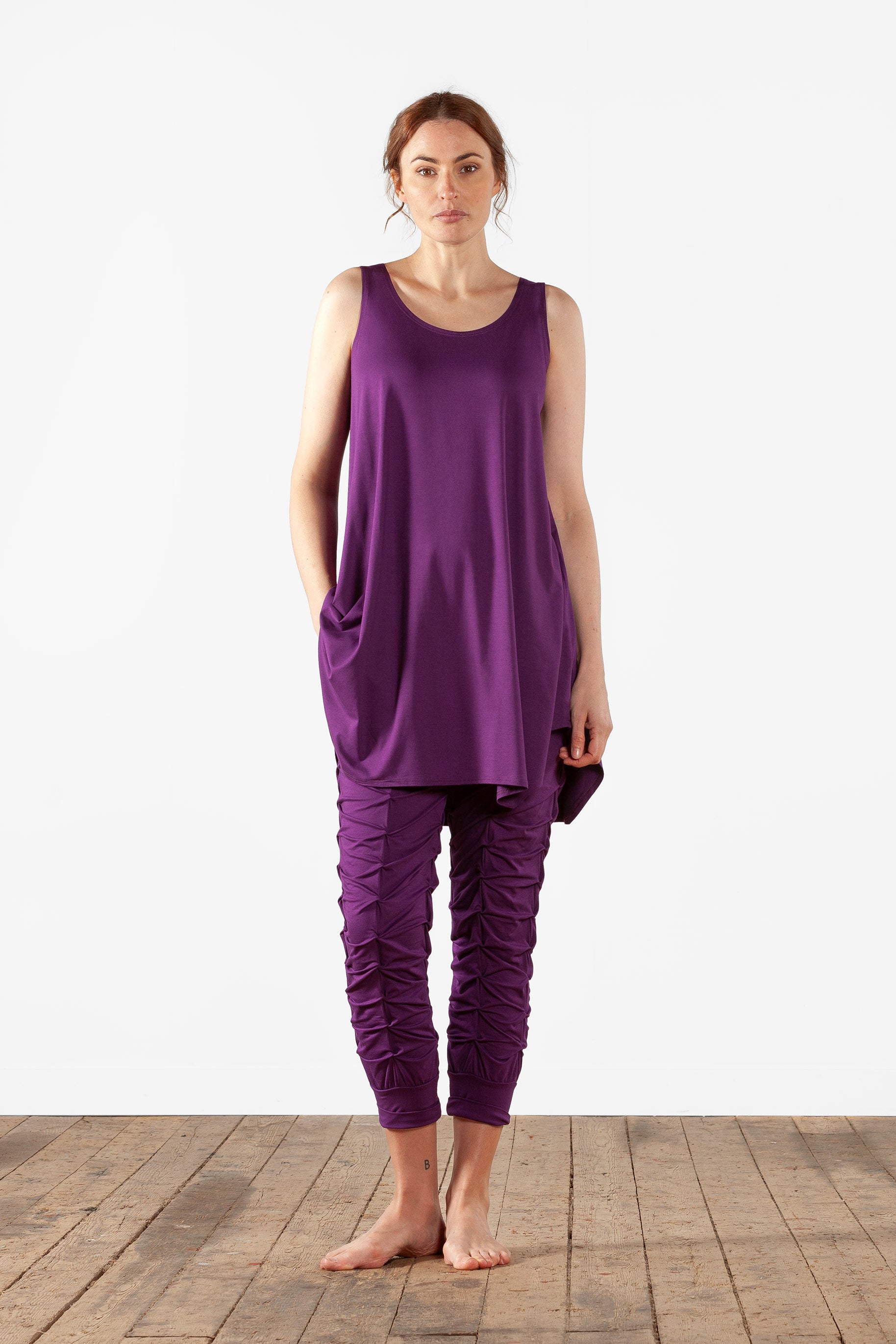 Sleeveless a-line viscose tunic