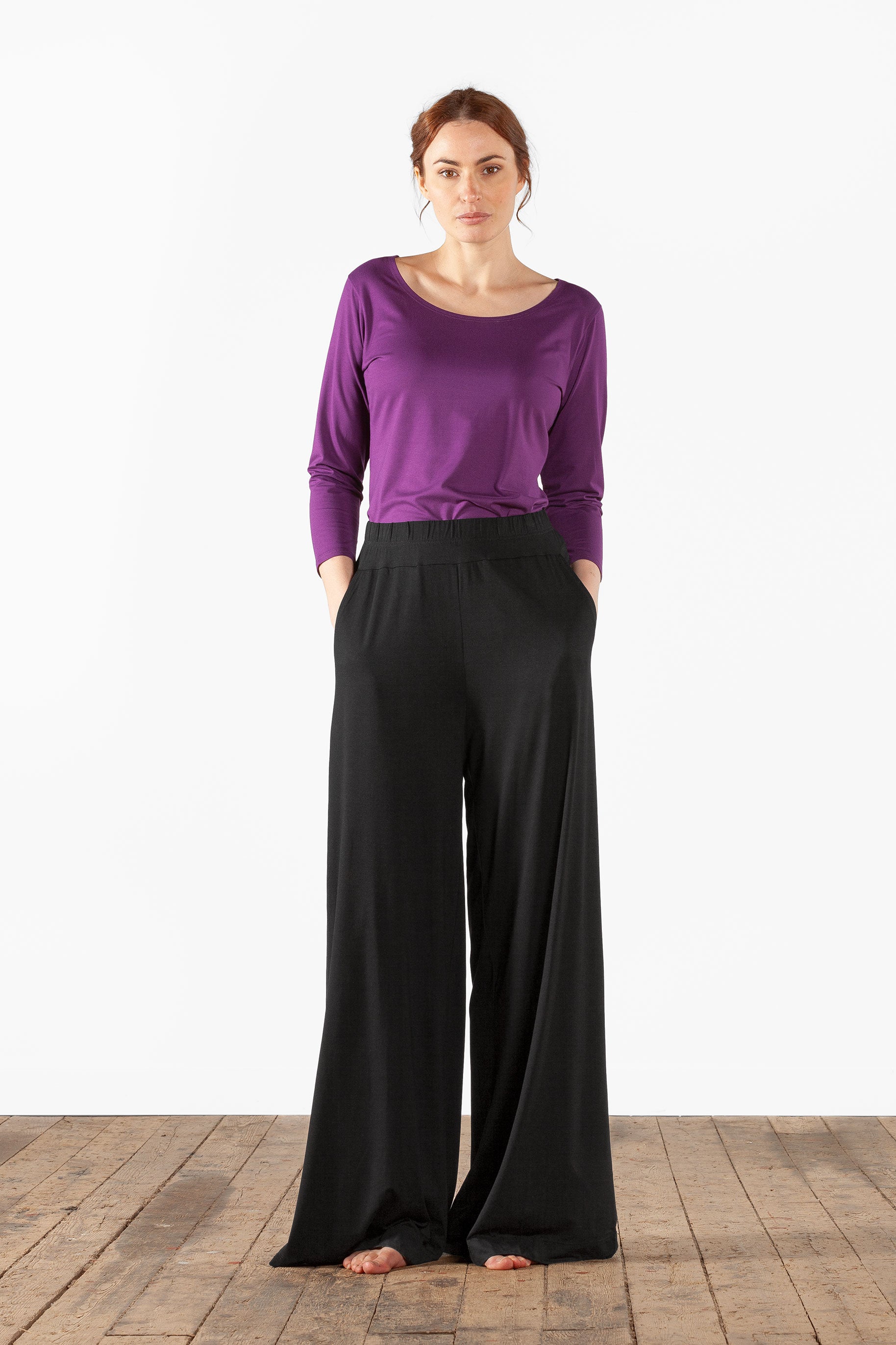 Wide straight trousers in viscose